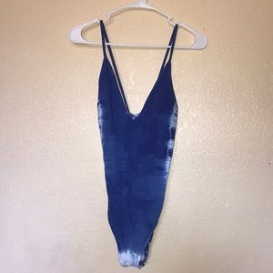 Blue tie dye bodysuit camisole